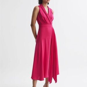 REISS CLAIRE PLEATED FITTED MIDI
DRESS-A11